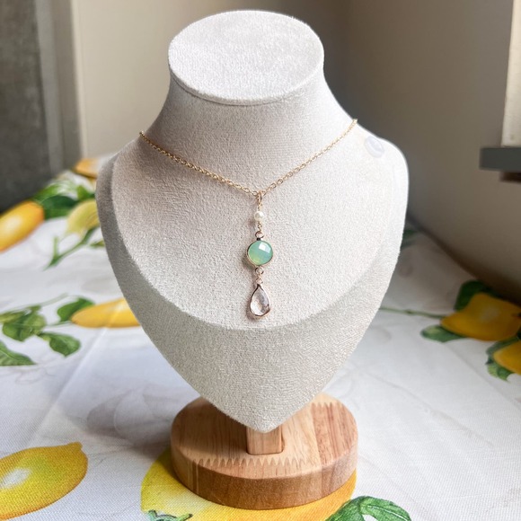 Boho Bridal Prom Necklace, Sea Green, Bridgerton Jewelry, Victorian, Romantic